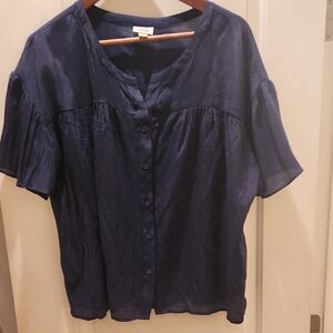 a.n.a  Xl Navy Button-Up Blouse